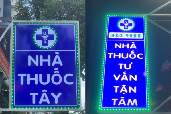 Mẫu biển vẫy phong cách truyền thống, sử dụng tông màu xanh y tế kinh điển