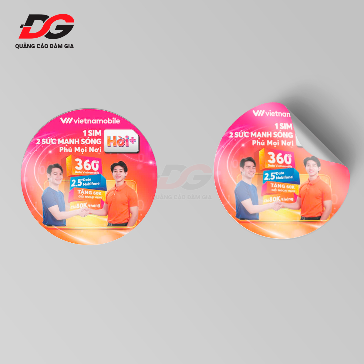 Một mẫu tem decal giấy do Đàm Gia thiết kế với kiểu dáng bắt mắt, ấn tượng